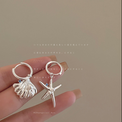 不对称设计感海星贝壳耳扣女轻奢复古优雅时尚个性百搭耳环耳饰