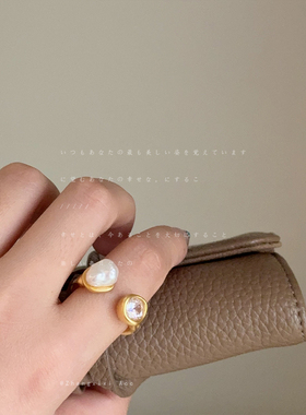 轻奢高级感巴洛克珍珠戒指女个性独特气质时尚潮流百搭指环戒子