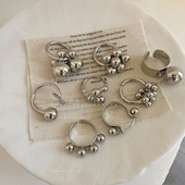 欧美夸张独特圆珠戒指女小众设计感个性 气质通勤百搭指环戒子 时尚