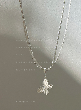 滴釉蝴蝶双层项链轻奢小众叠戴锁骨链温柔优雅气质高级百搭颈链