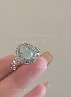 新中式仿翡翠葫芦戒指女轻奢复古优雅时尚个性气质百搭指环戒子