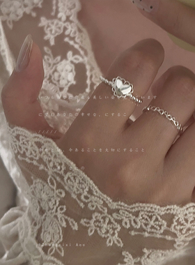 小众气质金属蕾丝爱心戒指女时尚百搭轻奢指环