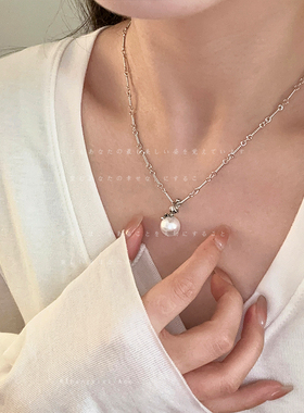 朋克辣妹风十字架珍珠吊坠项链女个性独特夸张气质百搭颈链锁骨链