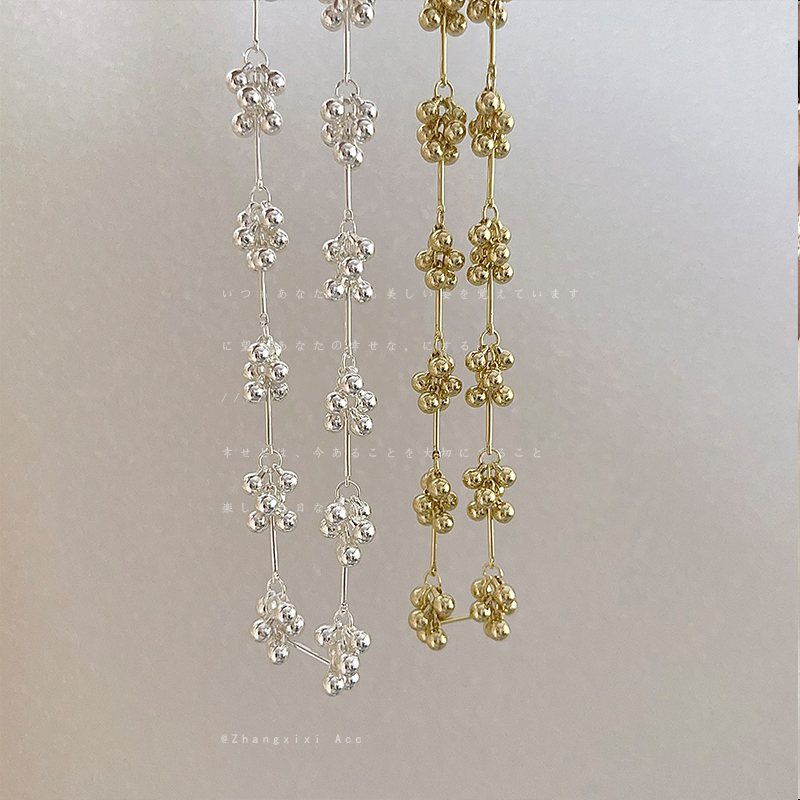 MONA同款潮流高级感金属球串珠项链女拼接冷淡风百搭颈链锁骨链
