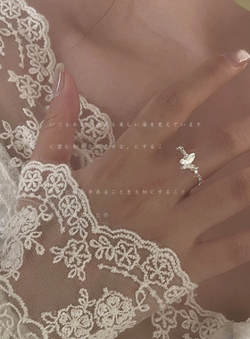 蝴蝶碎银子戒指超仙甜美碎银子戒指有弹力女