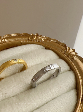 设计感锆石花朵开口戒指女小众独特个性精致时尚潮流百搭指环戒子