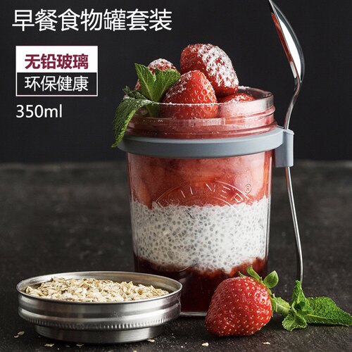 英国带勺酸奶隔夜燕麦杯现货