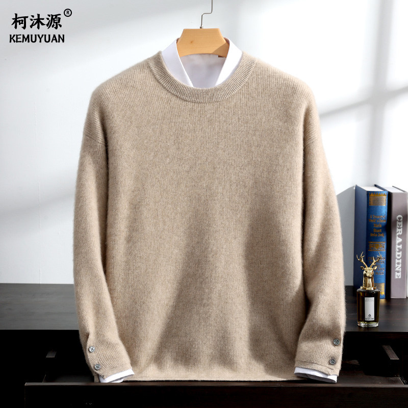 柯沐源男士纯山羊绒加厚保暖毛衣