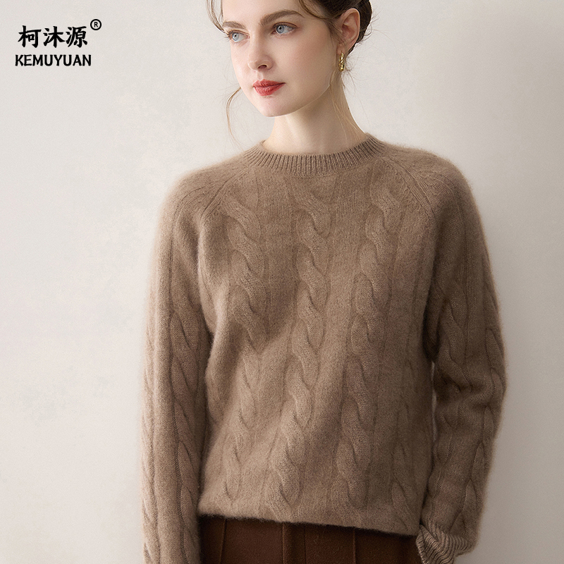 2025新款纯山羊绒衫女圆领加厚