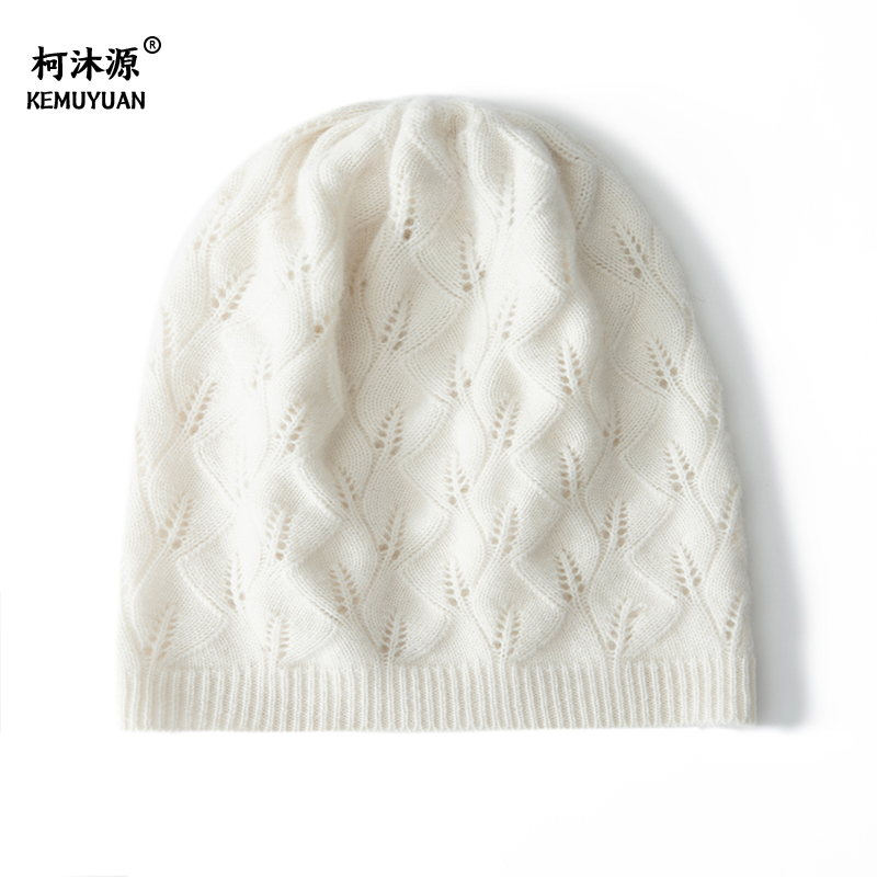 柯沐源100%纯羊绒针织帽子女情侣秋冬季纯色减龄时尚麻花保暖包头