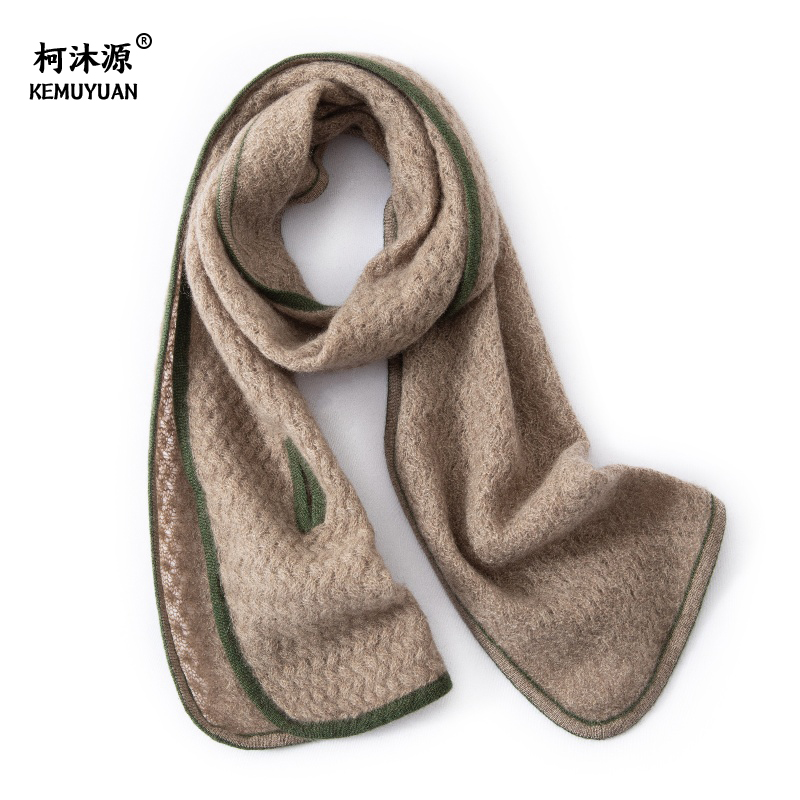 柯沐源百搭精致包边纯山羊绒围巾
