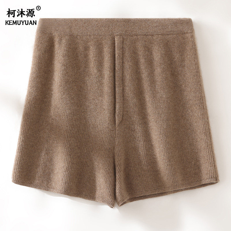 2025新款纯山羊绒短裤女士百搭休闲针织保暖加厚时尚外穿打底裤