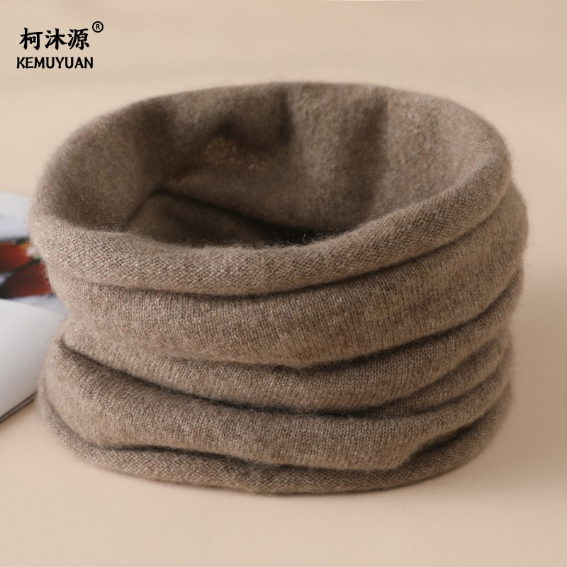 100%纯山羊绒脖套简约保暖针织毛线围脖男女通用护颈椎冬百搭高端