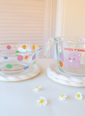 韩国进口耐热玻璃碗卡通可爱玻璃碗烘焙和面打蛋沙拉碗泡面汤碗