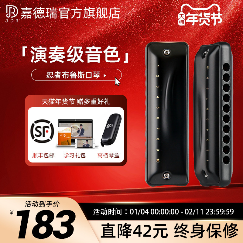 JDR嘉德瑞布鲁斯蓝调十孔口琴10孔C调忍者初学者入门专业paddy