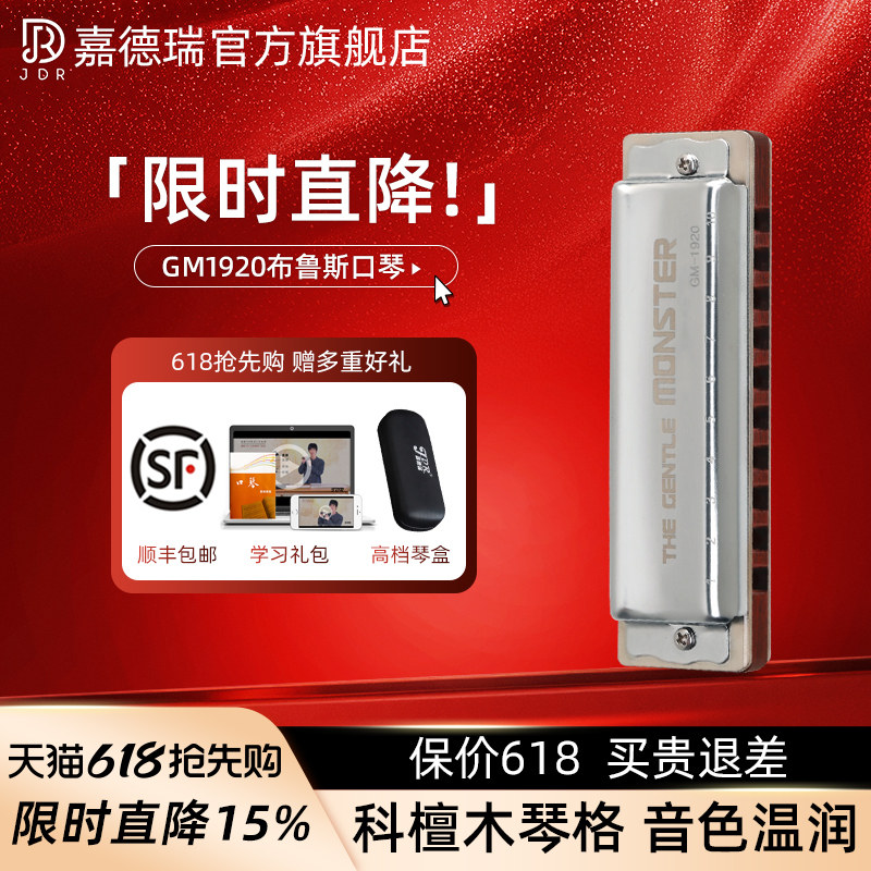 JDR嘉德瑞布鲁斯口琴十孔蓝调GM-1920专业演奏级旗舰店paddy音阶