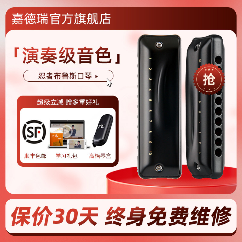 JDR嘉德瑞布鲁斯蓝调十孔口琴10孔C调忍者初学者入门专业paddy