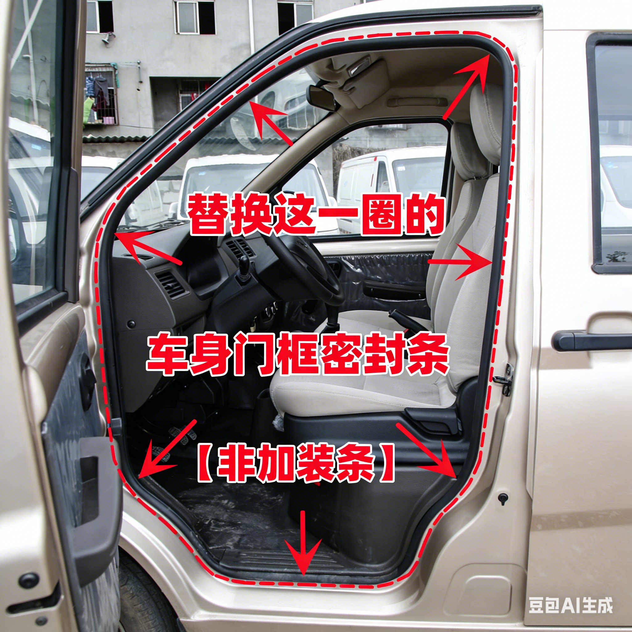 适配五菱荣光新卡车门框密封条车门隔音条胶条原车橡胶条门洞条