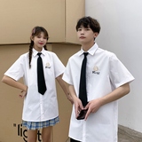 714-C661P40/2025夏情侣港风学院学生装短袖衬衫宽松工作服衬衫，男装T恤，星座714(原C313)