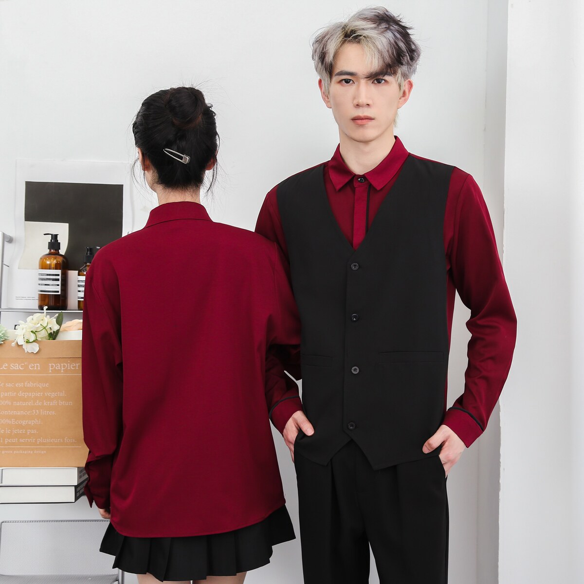 714-H3065P55控69/2026春季新款假两件理发店ktv桌球城工作服衬衫,男装衬衫,星座714(原C313)