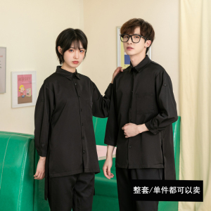 714-F636P50/2025情侣装男女同款宽松日系发型师工作服衬衫S-5XL，男装衬衫，星座714(原C313)