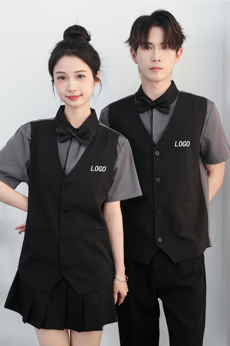 714-H3082P55控79/2026夏季短袖台球城工作服衬衫假两件马甲制服,男装背心/马甲,星座714(原C313)
