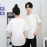 714-C3044P38控59/2025新款夏季短袖衬衫餐厅发型师烧烤店工作服，男装T恤，星座714(原C313)