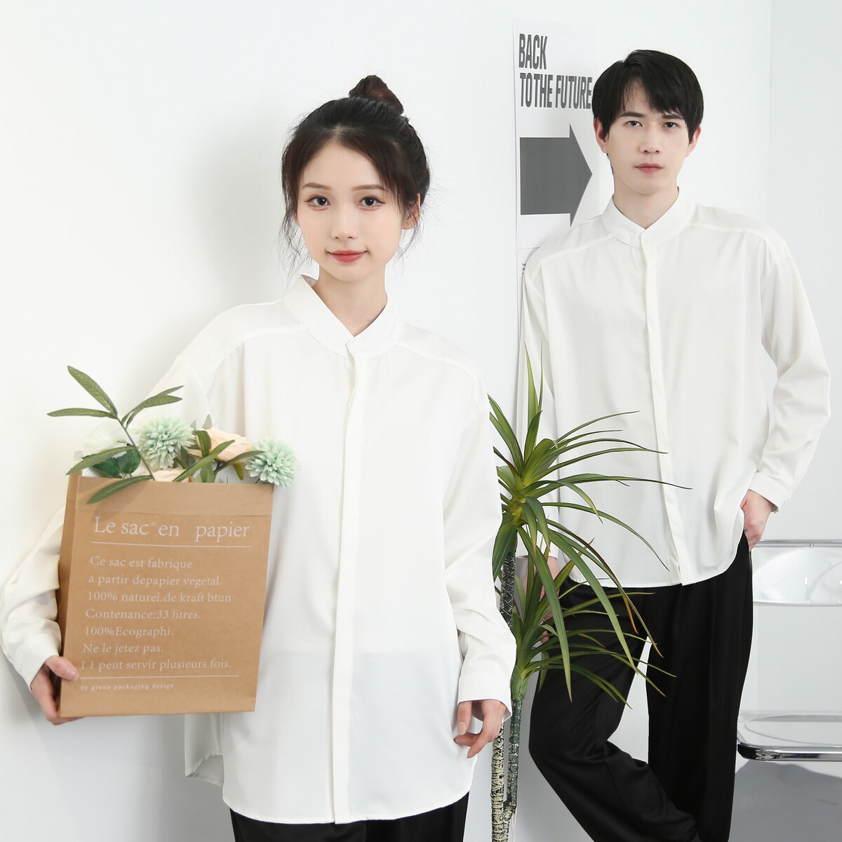 714-D3042P45控65/2025春季衬衫韩系宽松版立领衬衫时尚工作服潮,男装衬衫,星座714(原C313)