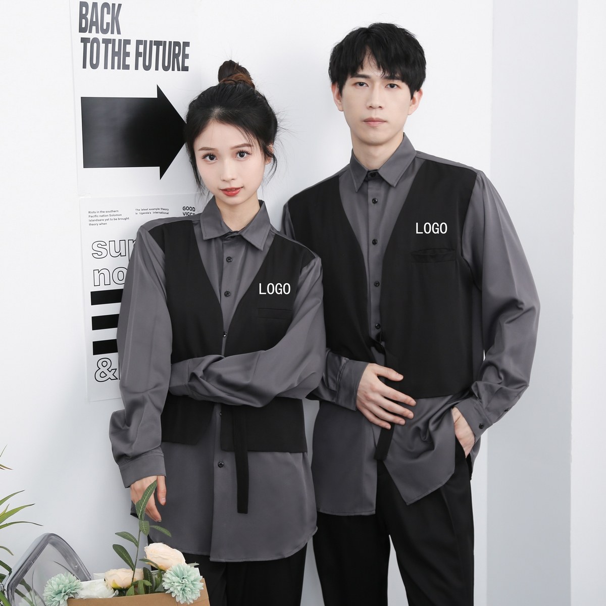 714-H3007P55控79/2025新款男女假两件工作服衬衫logo定制衬衣,男装衬衫,星座714(原C313)