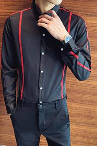 714-D07P45/店主风2025春季发型师夜店酒吧工作制服衬衫休闲衬衣图片