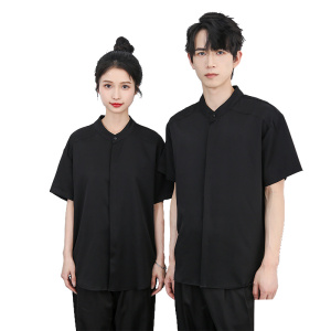 714-C3045P38控59/2025新款夏男女同款工作服衬衫发型师餐厅制服图片