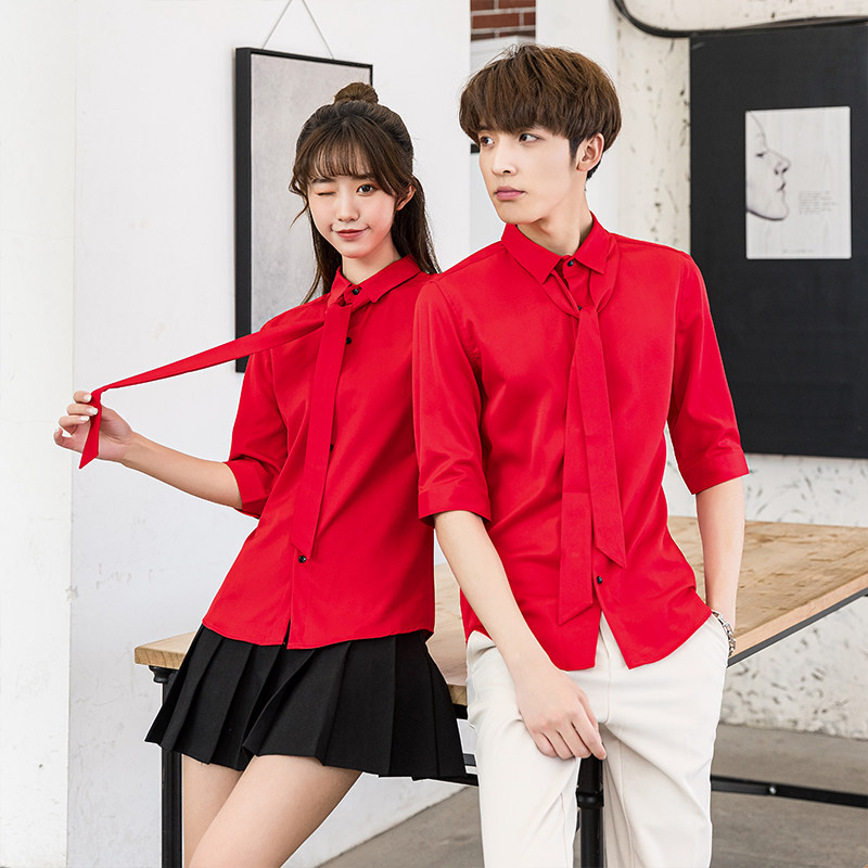 714-D58P45/2025情侣装青少年夏季中袖五分袖衬衫礼服制服S-5XL,男装T恤,星座714(原C313)