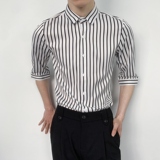 714-5002P50控69/2025夏季五分袖理发店餐厅条纹KTV酒吧工作服，男装T恤，星座714(原C313)