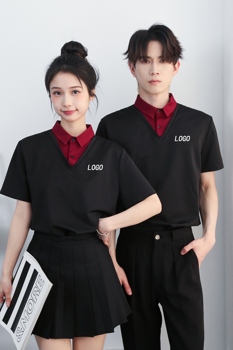 714-D3080P45控69/2025夏季修身工作服衬衫假两件餐厅理发店制服,男装衬衫,星座714(原C313)