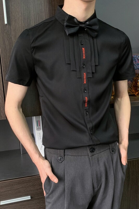 714-C631P40控59/2025夏短袖衬衫修身工作服迎宾礼服伴郎少爷装,男装T恤,星座714(原C313)