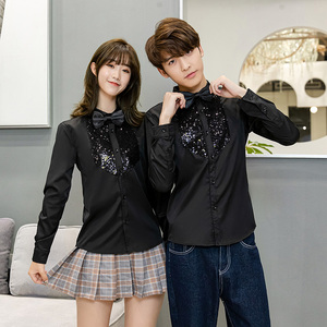 714-D605P45/2025情侣发型师ktv酒吧餐厅礼服衬衫工作衬衣S-5XL图片