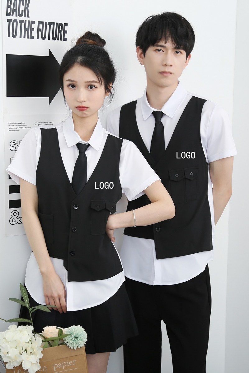 714-H6003P55控79/2025新夏季短袖衬衫假两件工作服工装马甲衬衣,男装T恤,星座714(原C313)