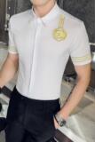 714-C681P40/英伦酒店2025夏季韩版男士刺绣工作服衬衫衬衣S-5XL，男装衬衫，星座714(原C313)