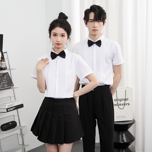 714-Y340P40控59/2025夏季短袖衬衫法师礼服修身伴郎主持服工作服图片