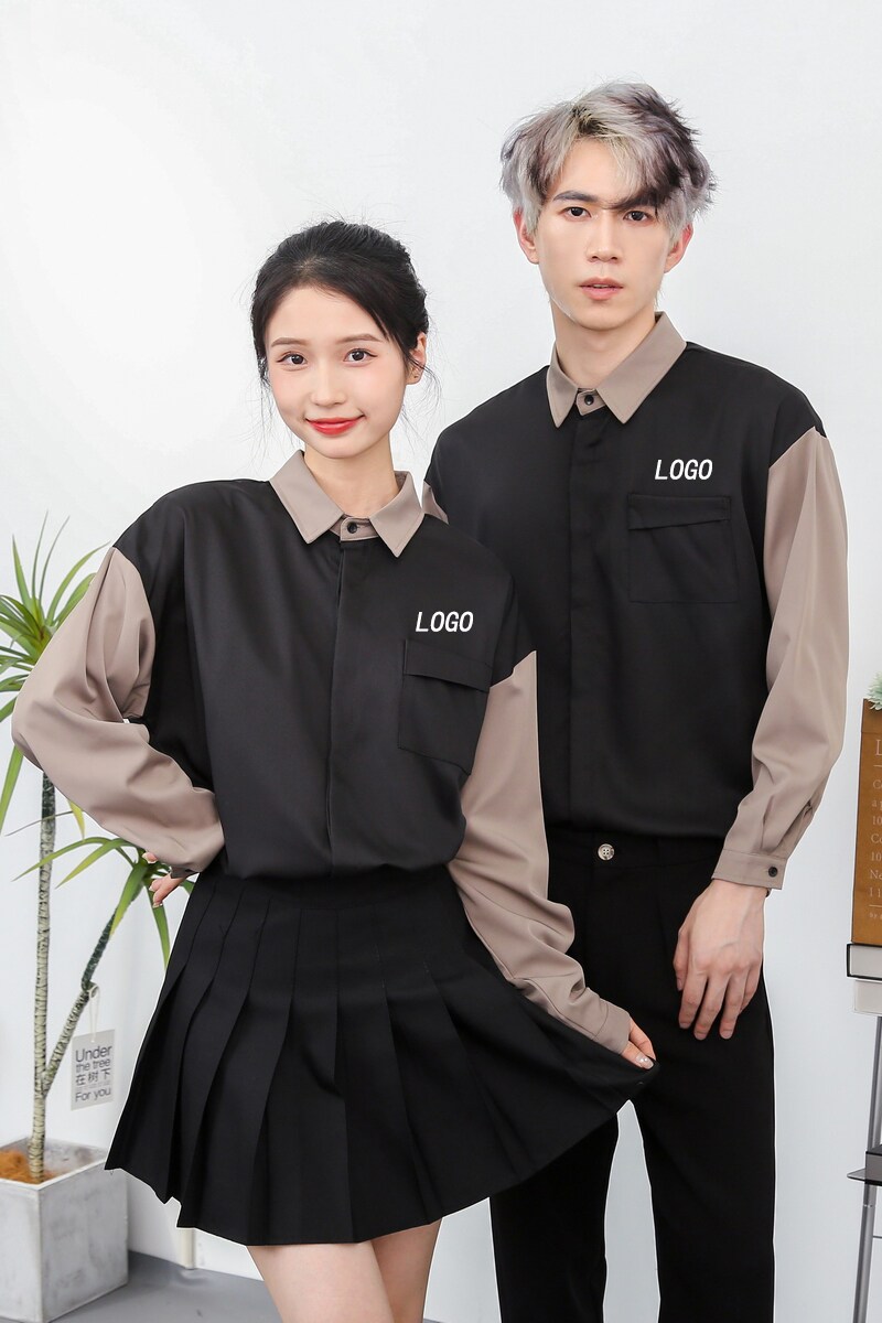 714-D3034P45控65/2025春季新款撞色男女同款奶茶餐厅工作服衬衫,男装衬衫,星座714(原C313)