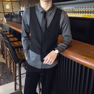 714-H657P55单人工作服2025店主风制服衬衣假两件衬衫S-5XL图片