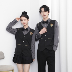 714-H667P55控69/2025秋发型师假两件台球城ktv工作服男女衬衫图片