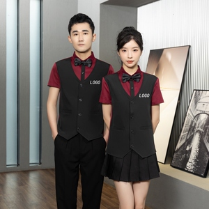 714-H6005P55控69/2025短袖修身KTV餐厅假两件工作服男女制服潮图片