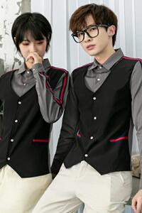 714-H677P55/2025情侣男女酒吧ktv发型师假两件工作服衬衫S-5XL图片