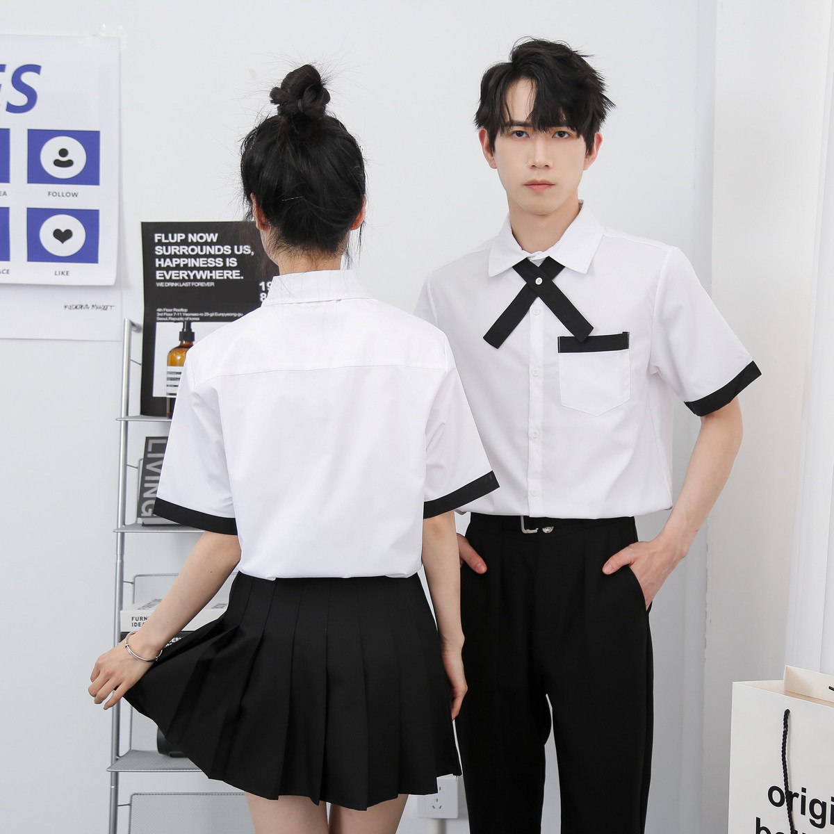 714-C668P40控59/2025夏季男女短袖衬衫餐厅奶茶店美容美发工作服,男装衬衫,星座714(原C313)