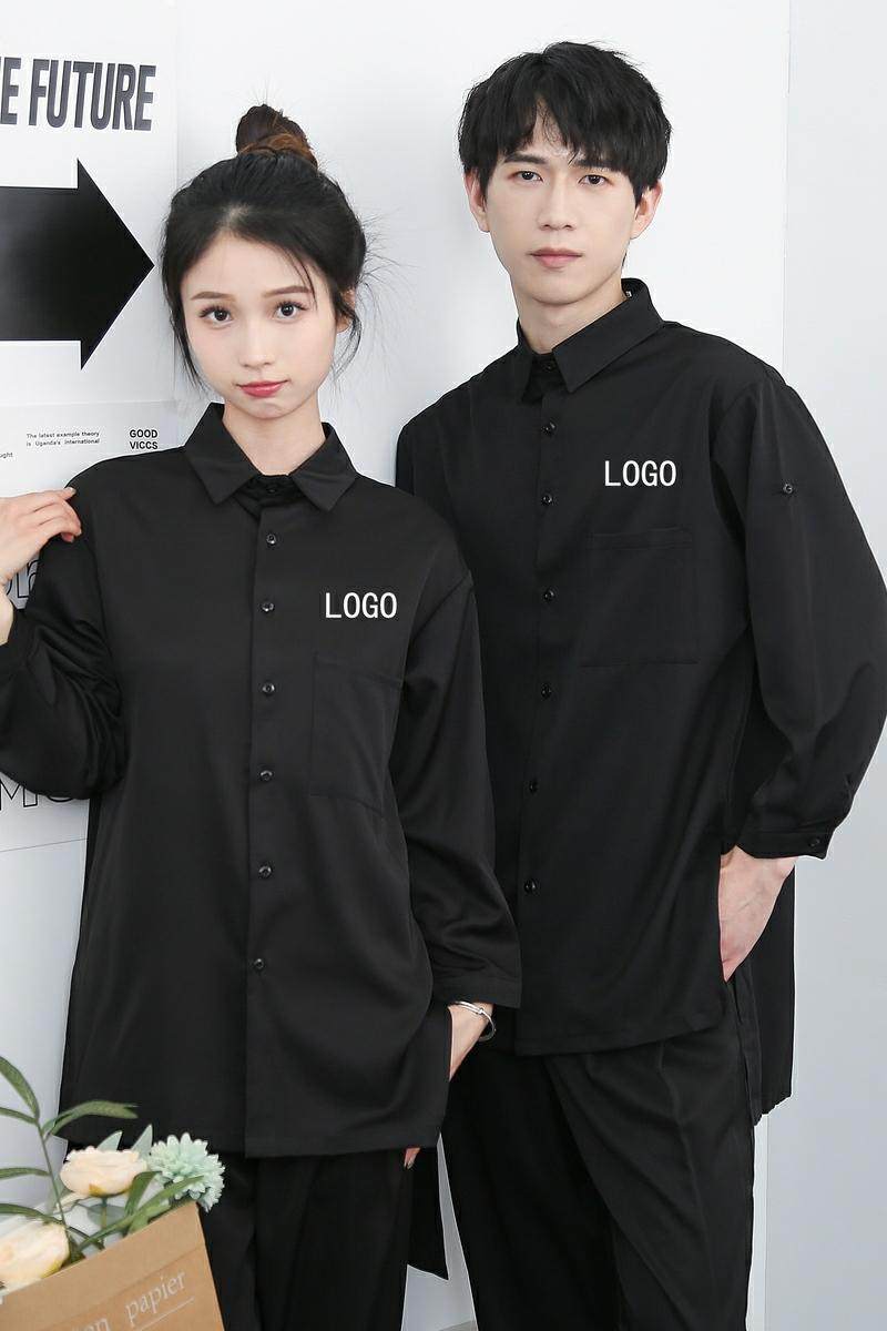 714-F636P50控75/2025新款男女同款日系发型师工作服中长款衬衣,男装衬衫,星座714(原C313)