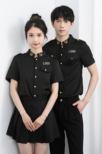 714-D607P45控69/2025新款夏季短袖衬衫立领工作服衬衫空少制服图片