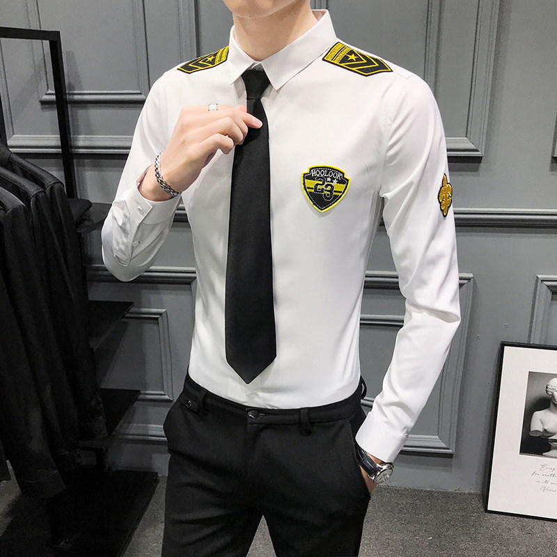 714-D516P45/英伦灰墙2026春季男士长袖衬衫军旅空少衬衣潮S-5XL，男装衬衫，星座714(原C313)