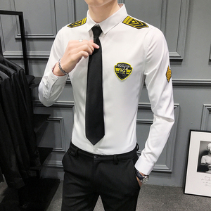 714-D516P45/英伦灰墙2026春季男士长袖衬衫军旅空少衬衣潮S-5XL，男装衬衫，星座714(原C313)