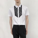 714-D3014P45控59/2025夏季短袖发型师衬衫修身工作服迎宾舞蹈服，男装T恤，星座714(原C313)